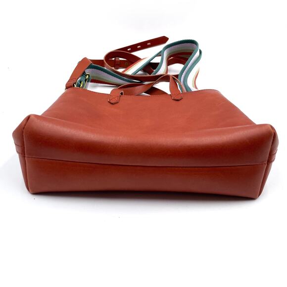 Madewell Small Transport Crossbody Tote Bag Brown Nubuck Leather Rainbow Strap - Picture 6 of 11